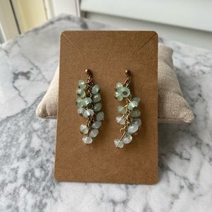 Dangling Green Rondelle Bead Earrings